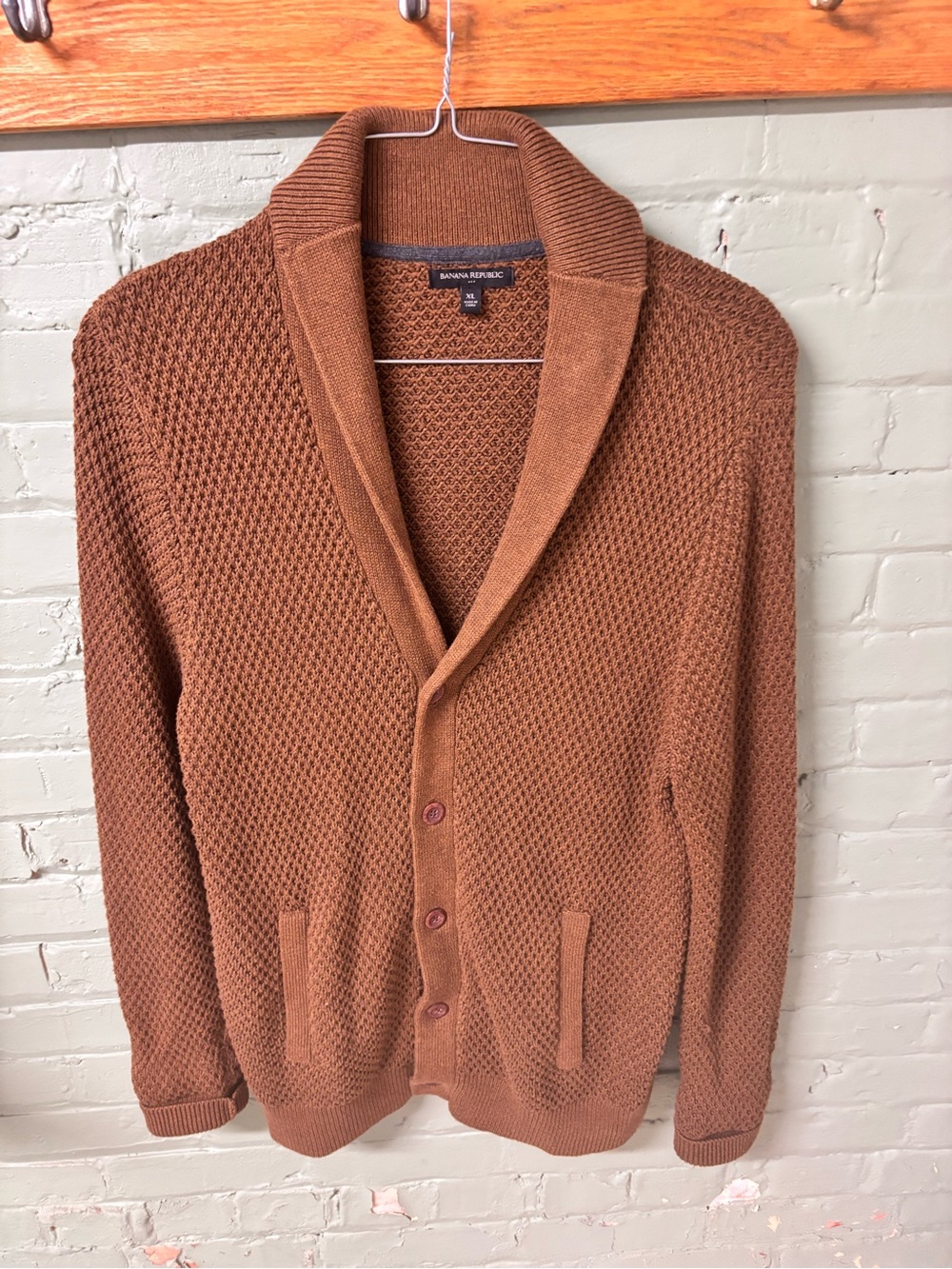 Banana Republic Men's Shawl Collar Cardigan - caramel-colored
